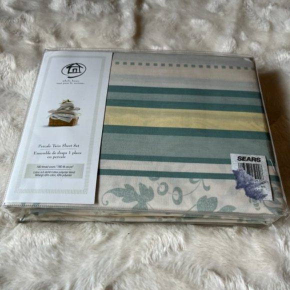 Whole Home Percale Twin Sheet Set 180 Thread Count Vintage NIP - Picture 1 of 7